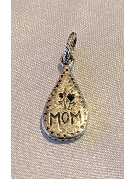 Brighton Jewelry - Brighton MOM Double-Sided Charm Silver Plated Teardrop Pierced Hearts GUC